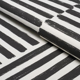 Schumacher Parson'S Stripe Hand Print Carbon Fabric