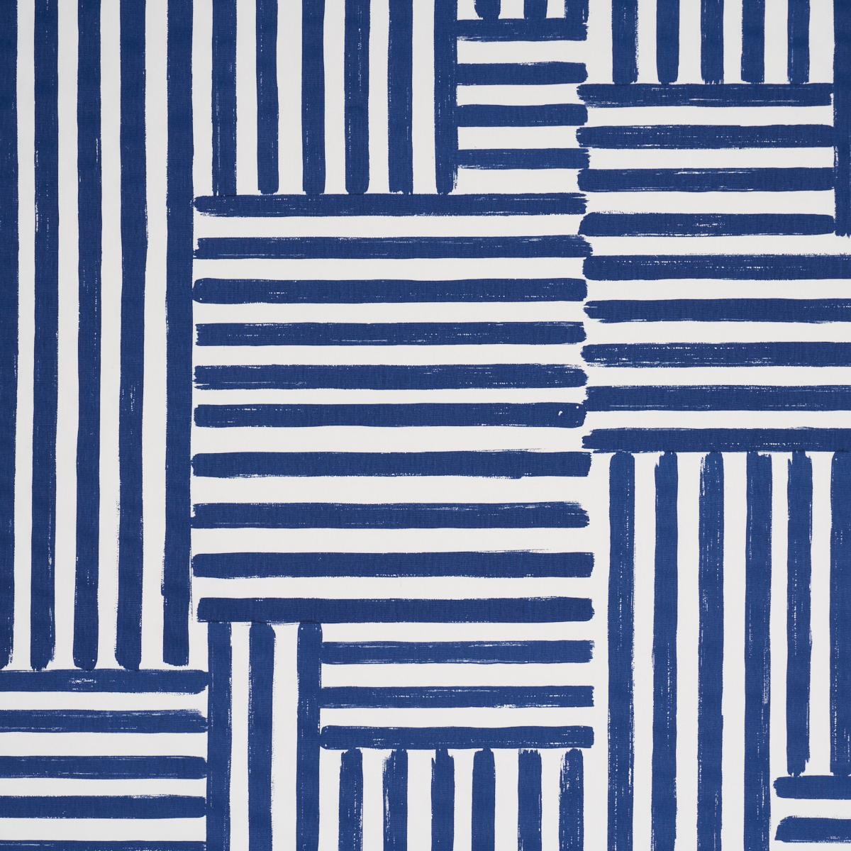 Schumacher Parson'S Stripe Hand Print Navy Fabric