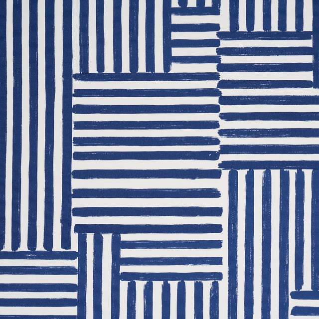Schumacher Parson'S Stripe Hand Print Navy Fabric