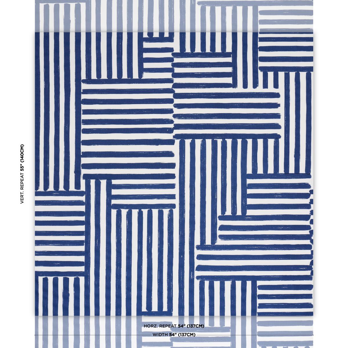 Schumacher Parson'S Stripe Hand Print Navy Fabric