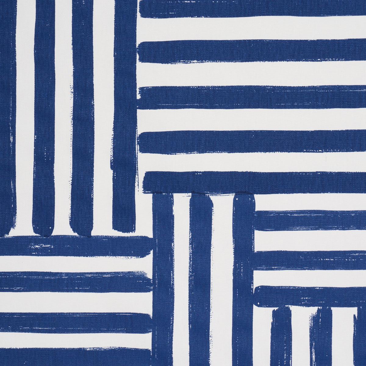 Schumacher Parson'S Stripe Hand Print Navy Fabric