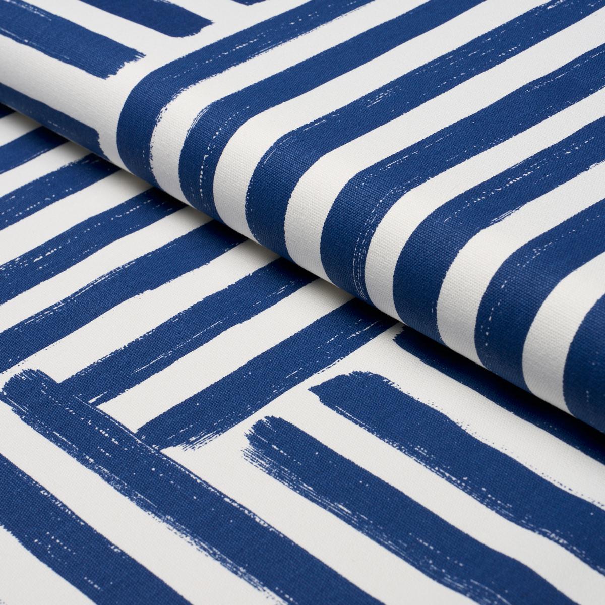 Schumacher Parson'S Stripe Hand Print Navy Fabric