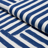 Schumacher Parson'S Stripe Hand Print Navy Fabric