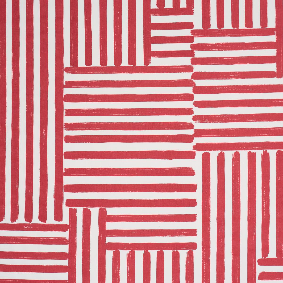 Schumacher Parson'S Stripe Hand Print Red Fabric