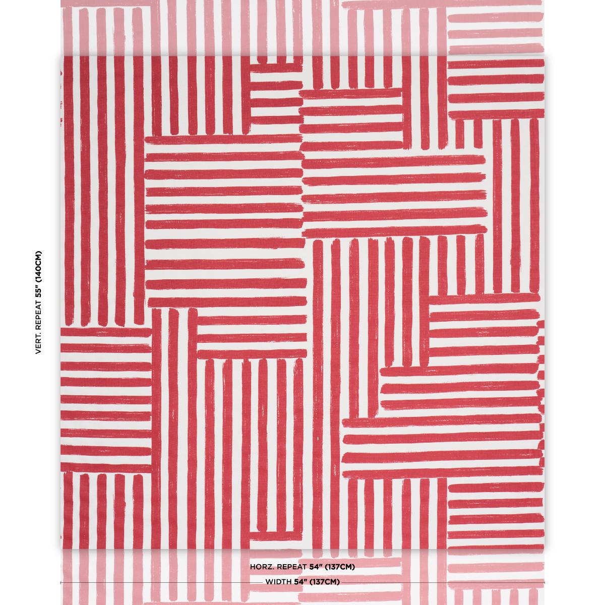 Schumacher Parson'S Stripe Hand Print Red Fabric