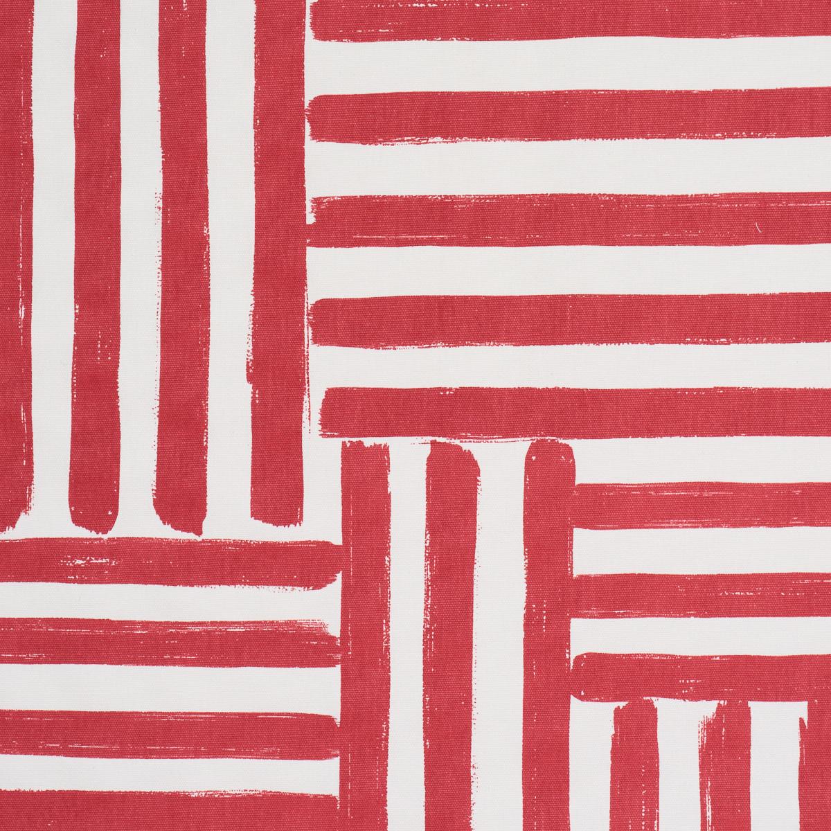 Schumacher Parson'S Stripe Hand Print Red Fabric