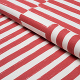 Schumacher Parson'S Stripe Hand Print Red Fabric