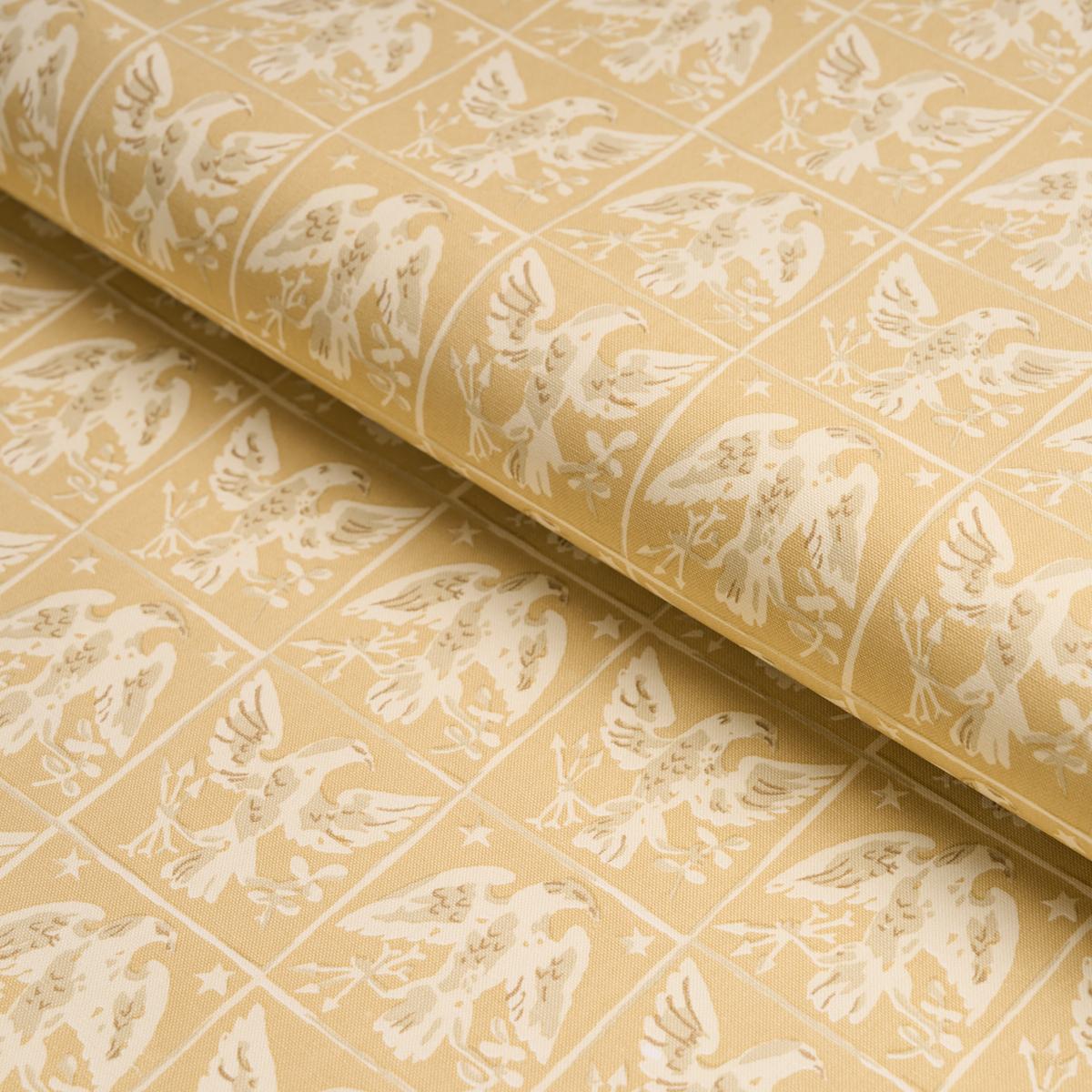 Schumacher Barton'S Eagle Hand Print Yellow Fabric
