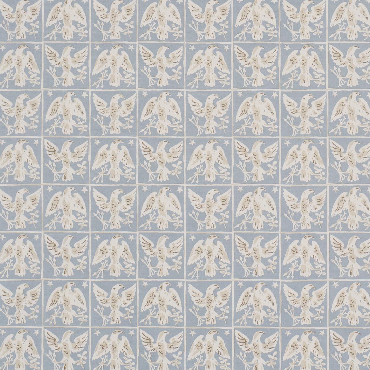 Schumacher Barton'S Eagle Hand Print Blue Fabric