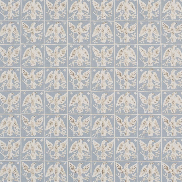 Schumacher Barton'S Eagle Hand Print Blue Fabric