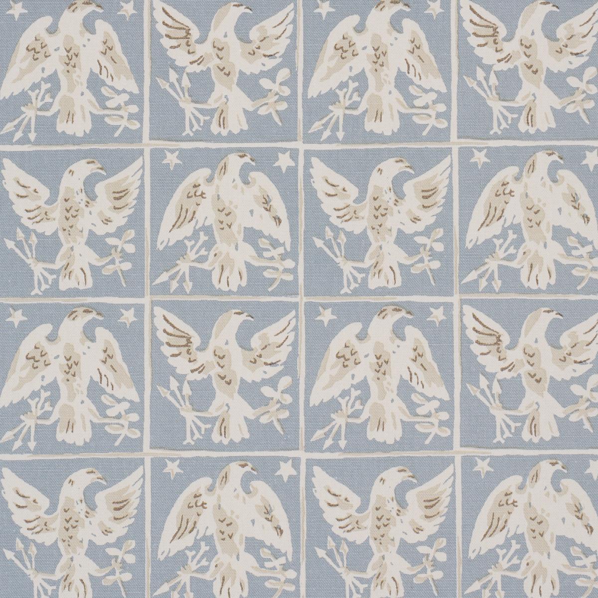 Schumacher Barton'S Eagle Hand Print Blue Fabric