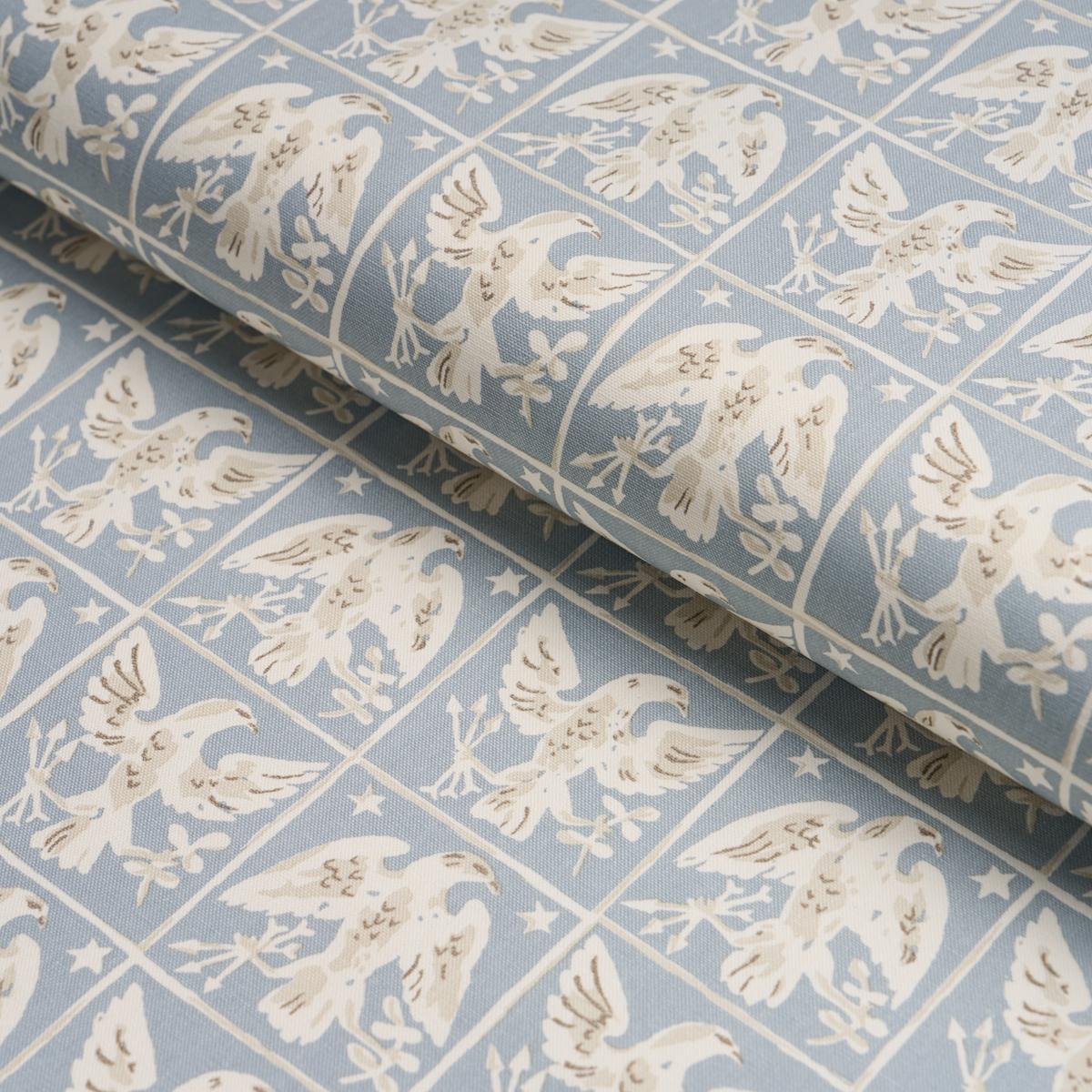 Schumacher Barton'S Eagle Hand Print Blue Fabric