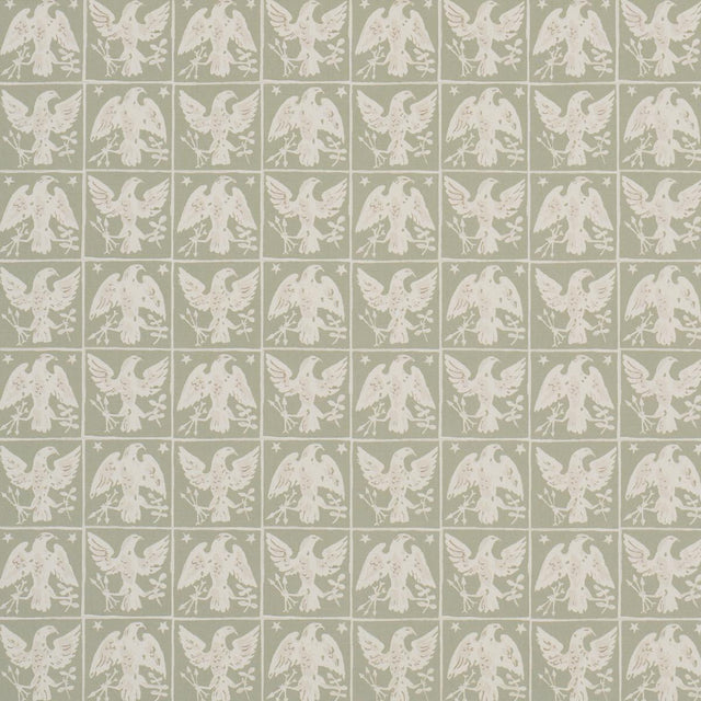 Schumacher Barton'S Eagle Hand Print Green Fabric
