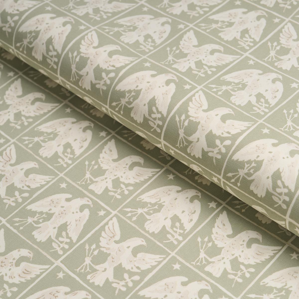 Schumacher Barton'S Eagle Hand Print Green Fabric