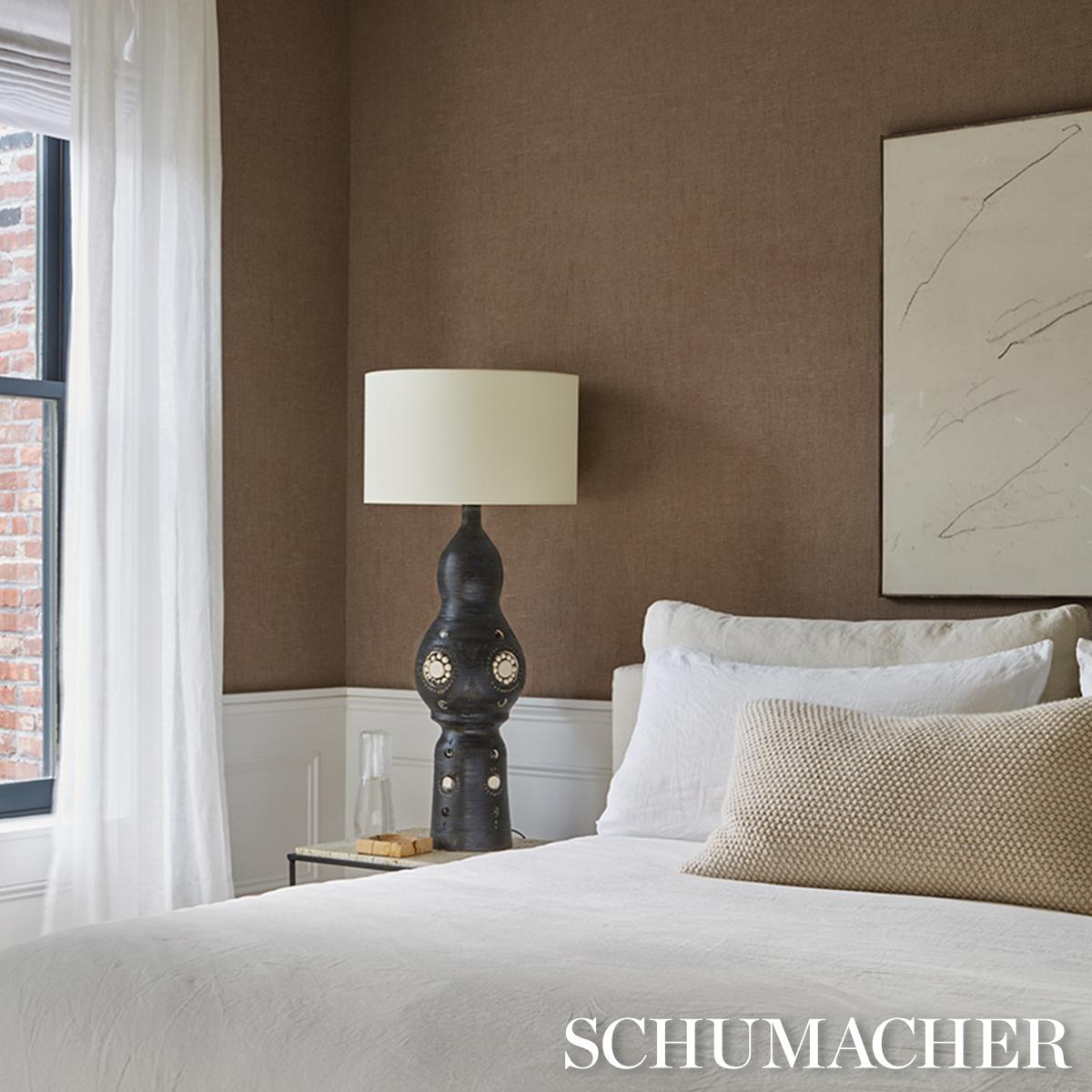 Schumacher Tonal Paperweave Bark Wallpaper
