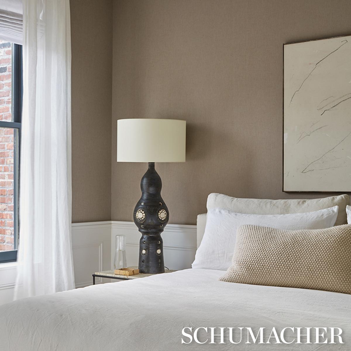 Schumacher Tonal Paperweave Wheat Wallpaper