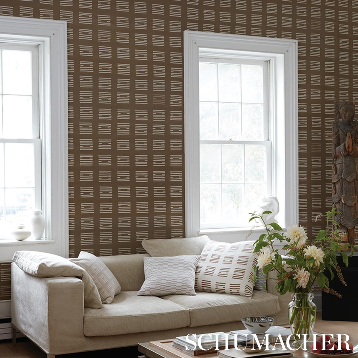 Schumacher Tiasquam Brown Wallpaper
