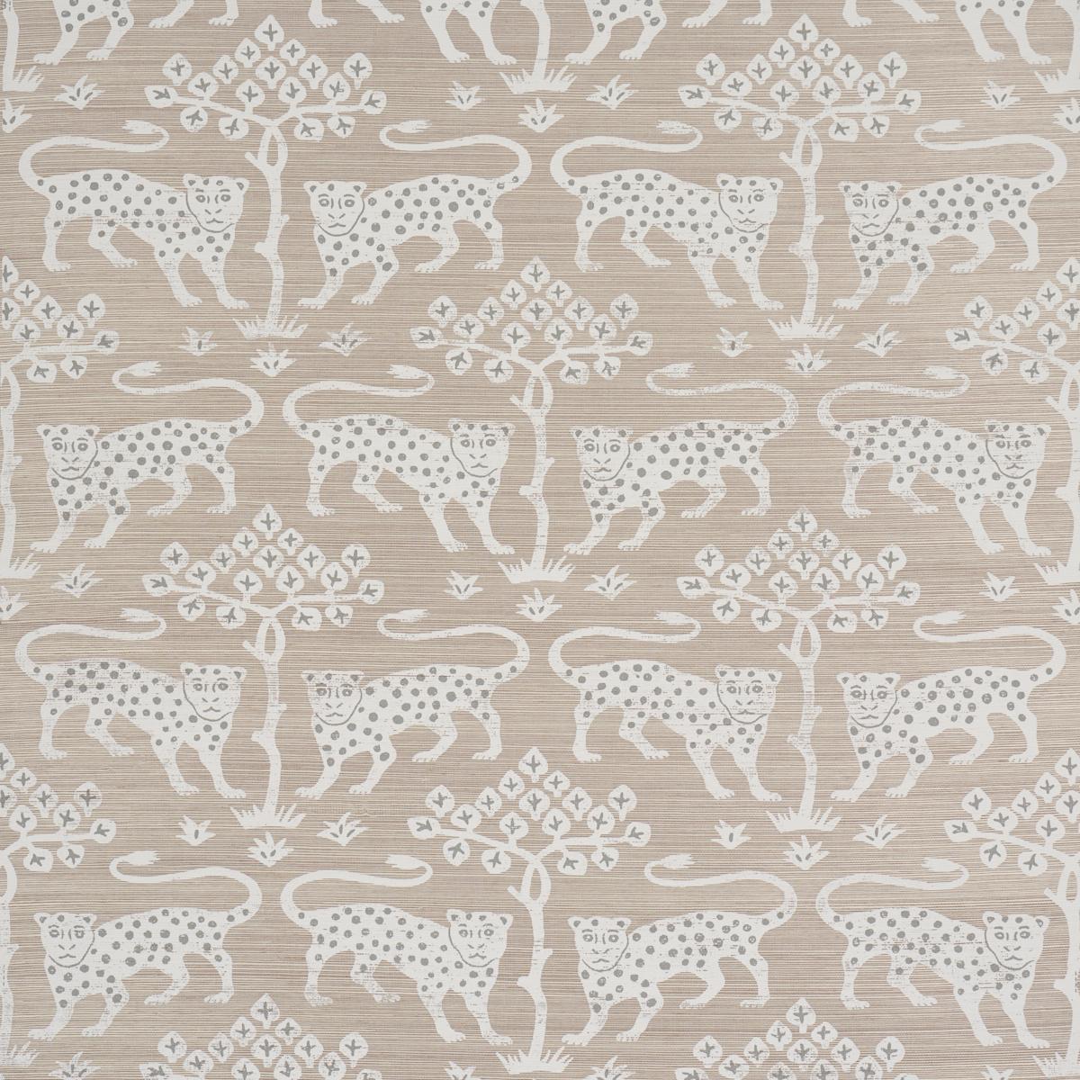 Schumacher Woodland Leopard Sisal Silver Wallpaper