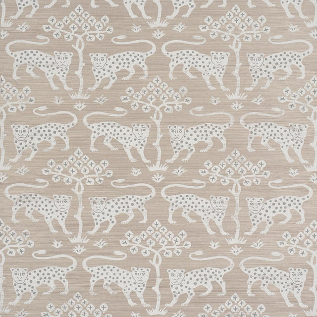Schumacher Woodland Leopard Sisal Silver Wallpaper