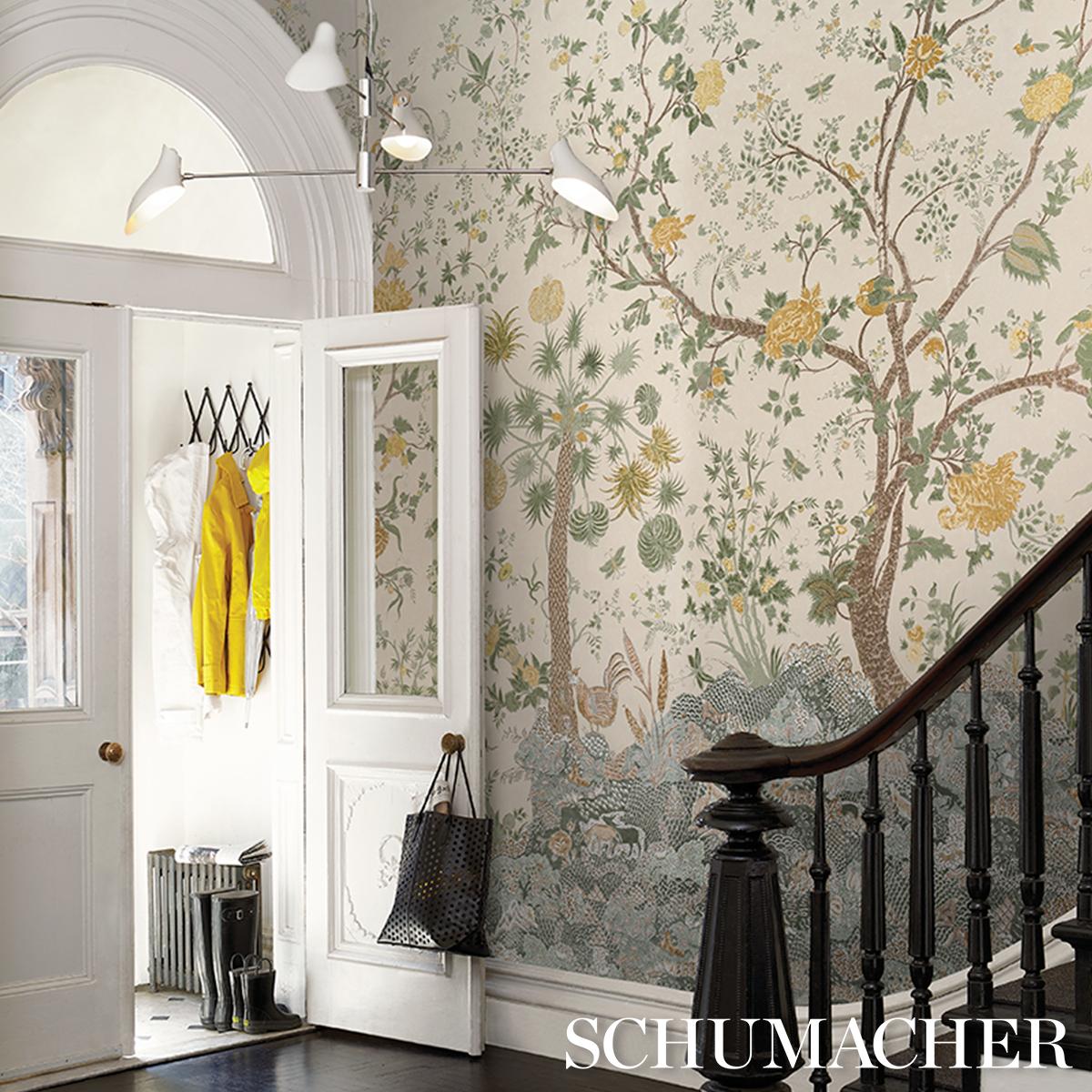 Schumacher Amaltas Panel Set Verdigris Wallpaper