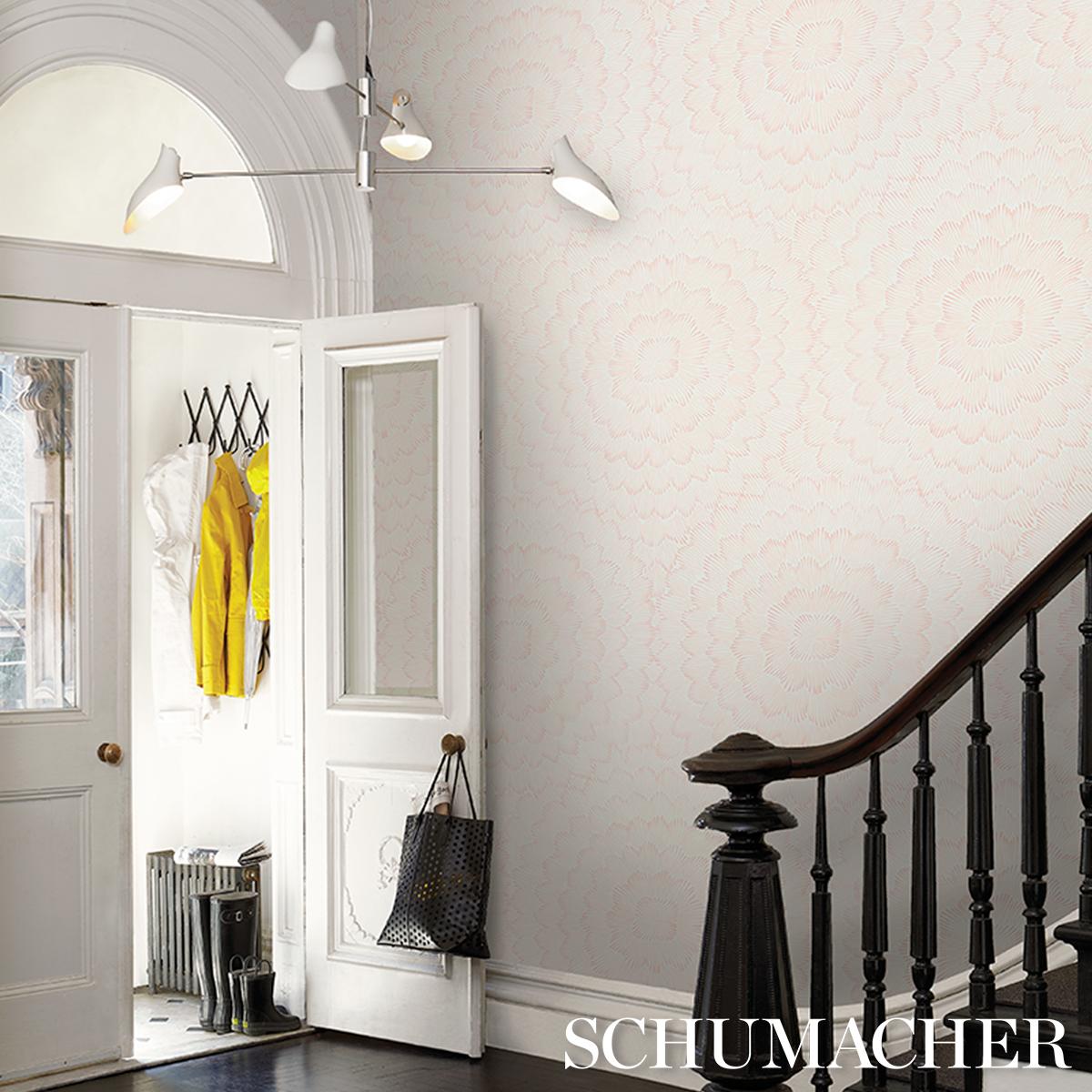 Schumacher Feather Bloom Salmon Wallpaper