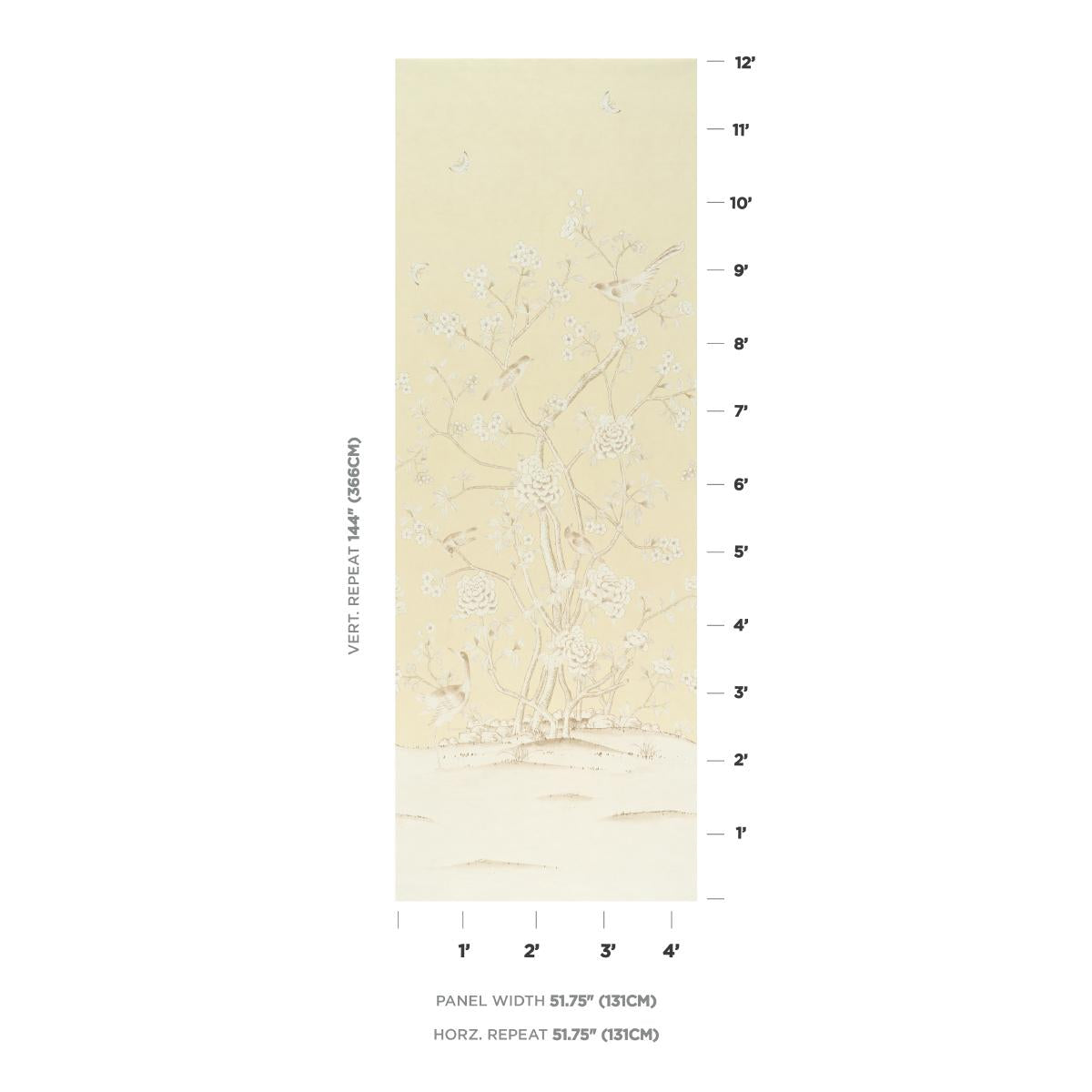 Schumacher Chinois Palais Panel Butter Wallpaper