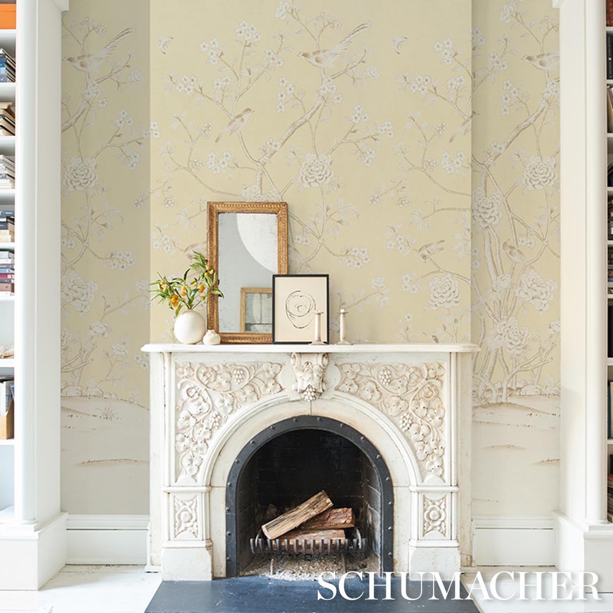 Schumacher Chinois Palais Panel Butter Wallpaper