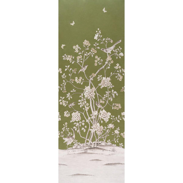 Schumacher Chinois Palais Panel Olive Wallpaper