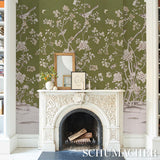 Schumacher Chinois Palais Panel Olive Wallpaper