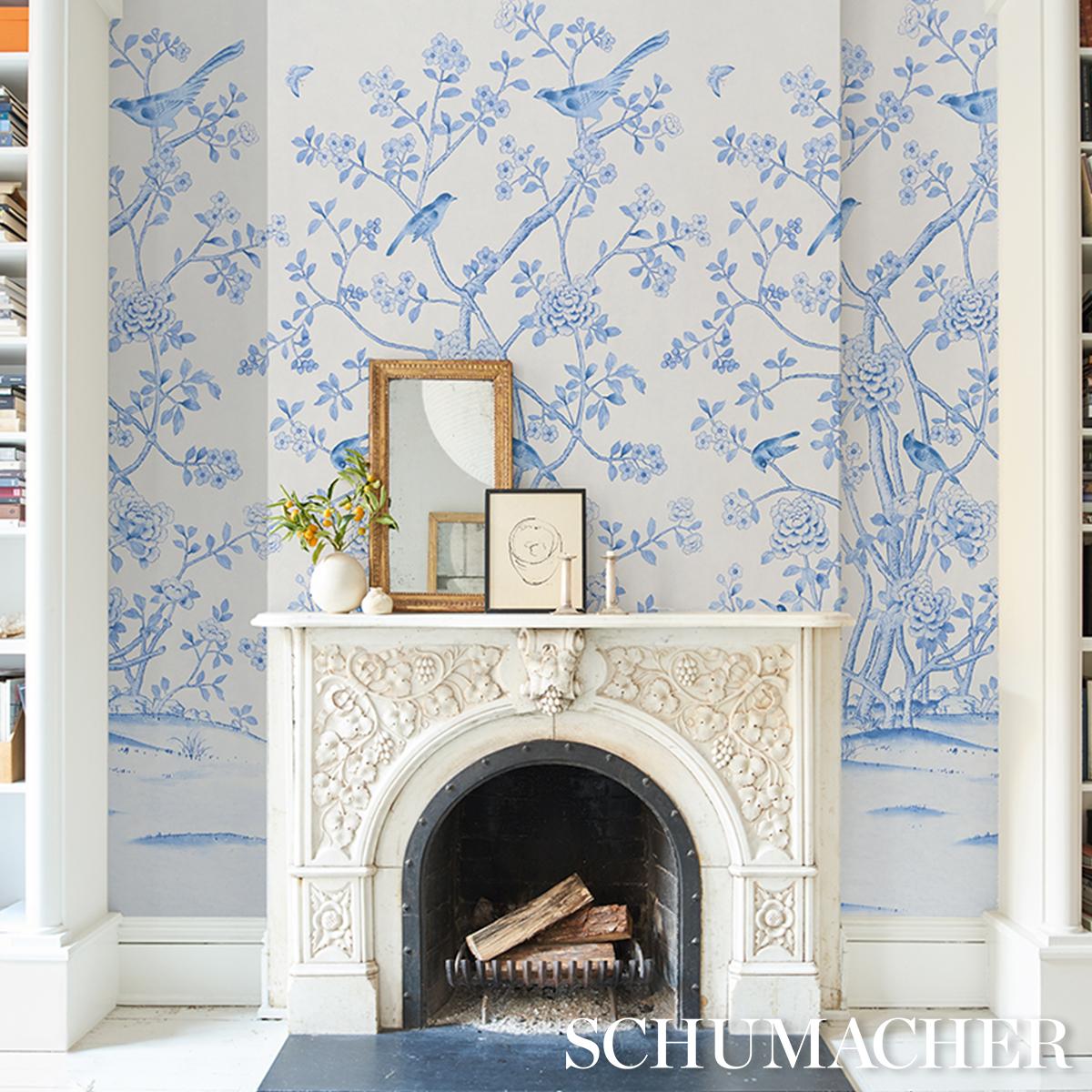 Schumacher Chinois Palais Panel Porcelain Wallpaper