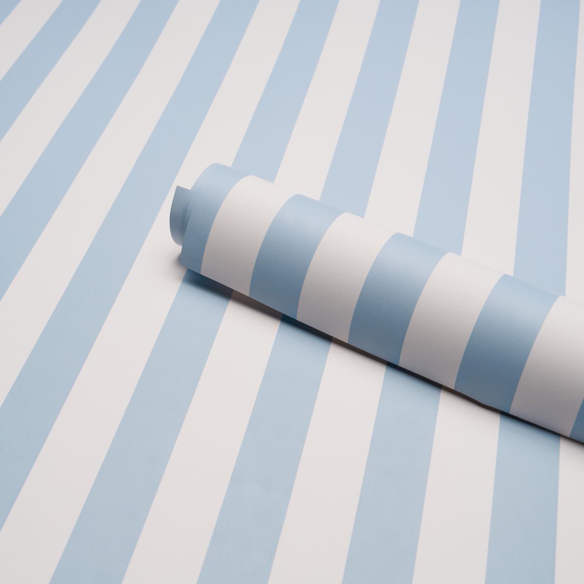 Schumacher Emma Stripe Ice Wallpaper