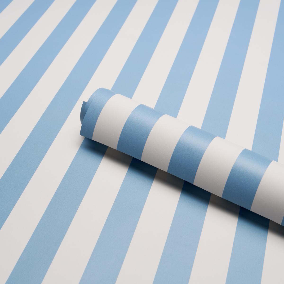 Schumacher Emma Stripe Delft Wallpaper
