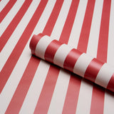 Schumacher Emma Stripe Red Wallpaper