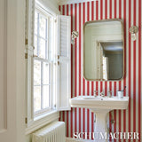 Schumacher Emma Stripe Red Wallpaper