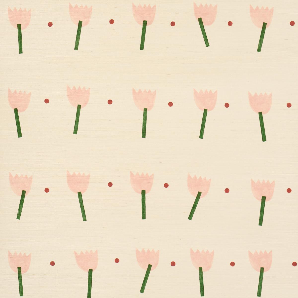 Schumacher Tulip Play Sisal Pink Wallpaper