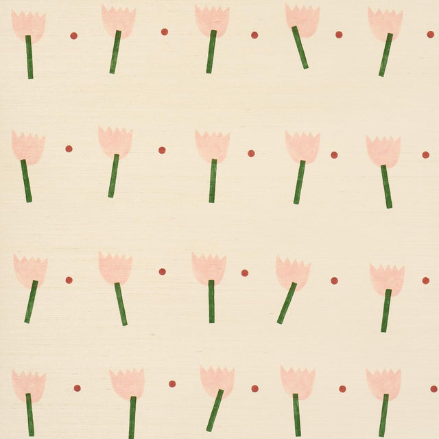 Schumacher Tulip Play Sisal Pink Wallpaper