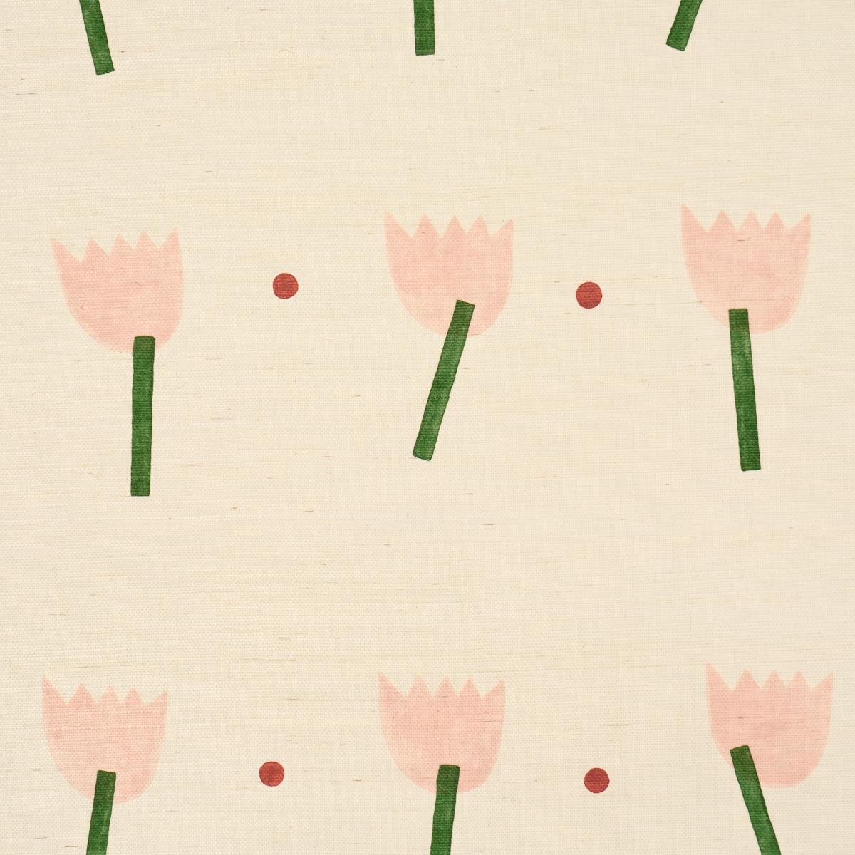 Schumacher Tulip Play Sisal Pink Wallpaper