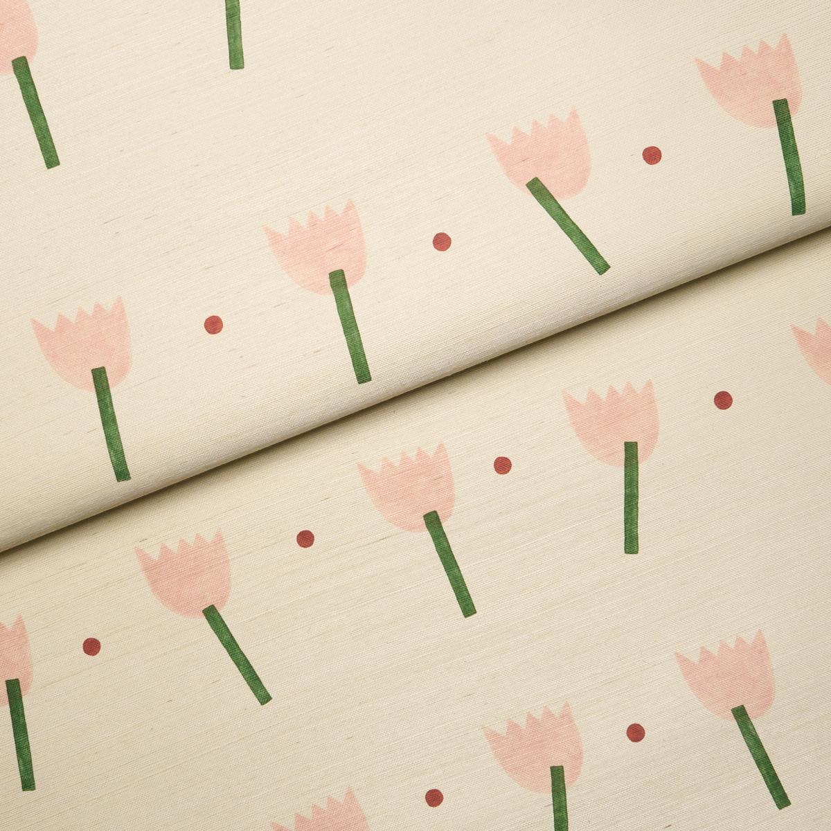 Schumacher Tulip Play Sisal Pink Wallpaper