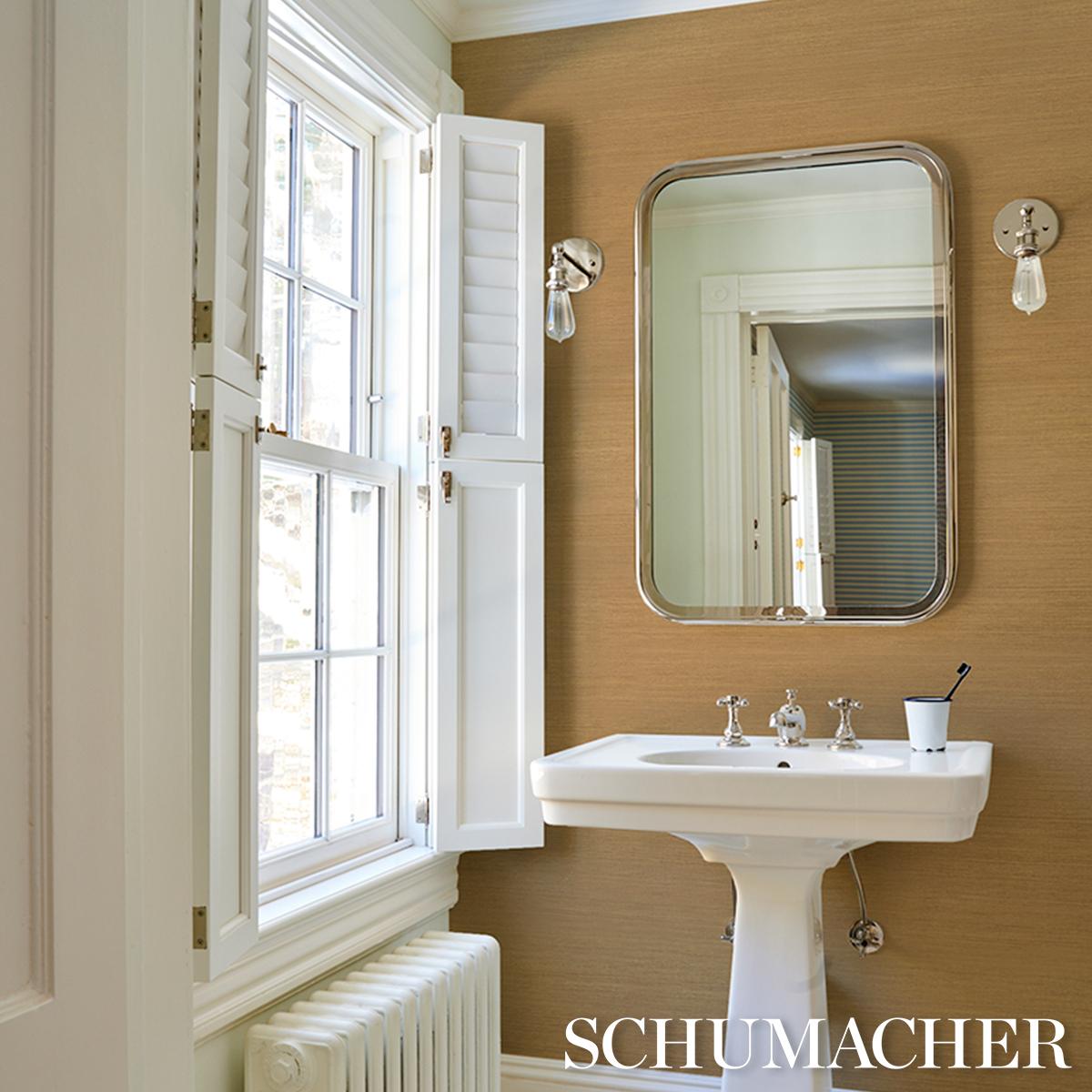 Schumacher Hemp Shimmer Gold Shimmer Wallpaper
