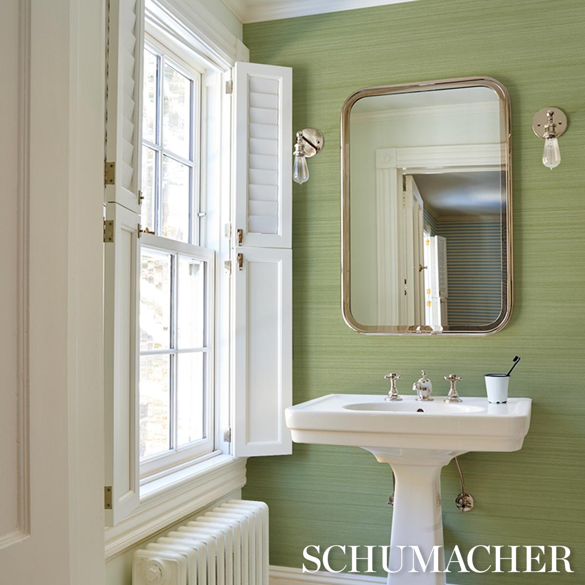 Schumacher Shaded Silk Celery Wallpaper