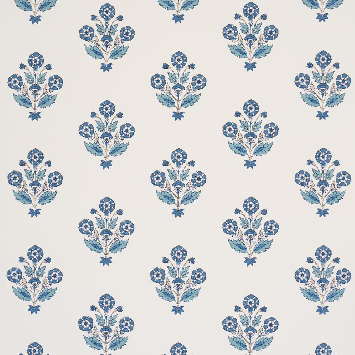 Schumacher Dalila Hand-Screen Print Blue Wallpaper