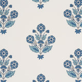 Schumacher Dalila Hand-Screen Print Blue Wallpaper