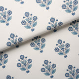 Schumacher Dalila Hand-Screen Print Blue Wallpaper