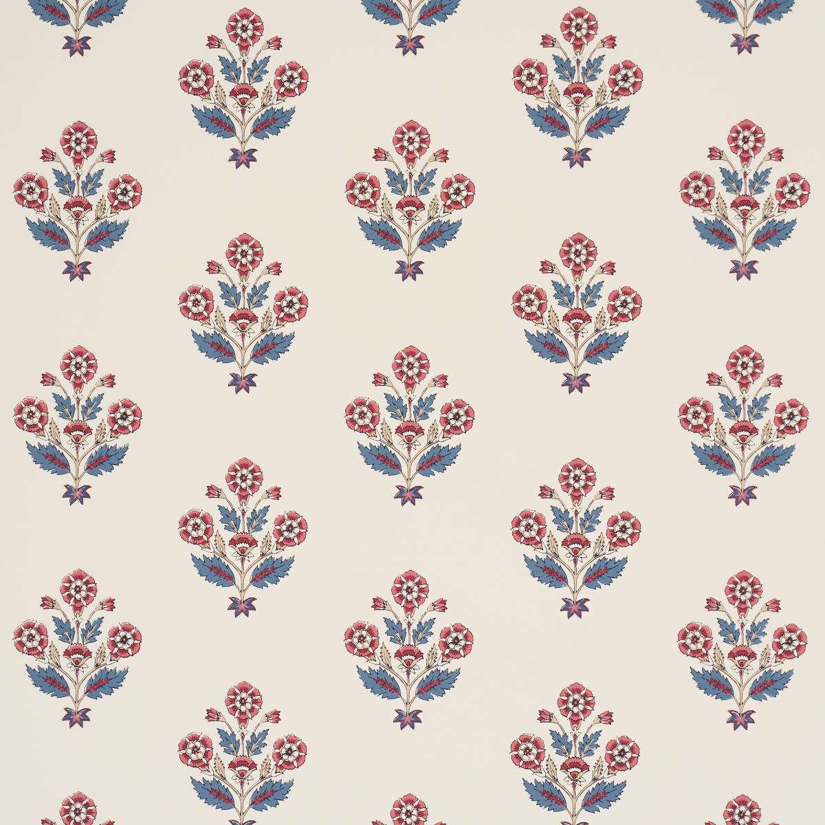 Schumacher Dalila Hand-Screen Print Red & Blue Wallpaper