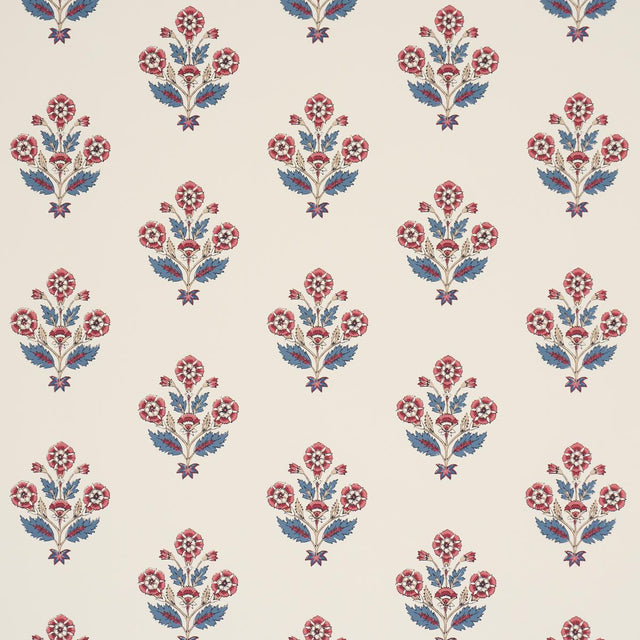Schumacher Dalila Hand-Screen Print Red & Blue Wallpaper