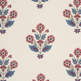 Schumacher Dalila Hand-Screen Print Red & Blue Wallpaper