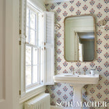Schumacher Dalila Hand-Screen Print Red & Blue Wallpaper