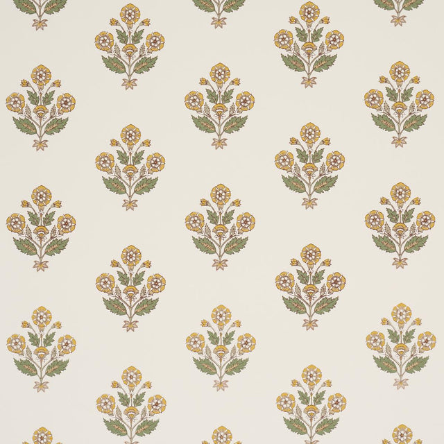 Schumacher Dalila Hand-Screen Print Yellow Wallpaper