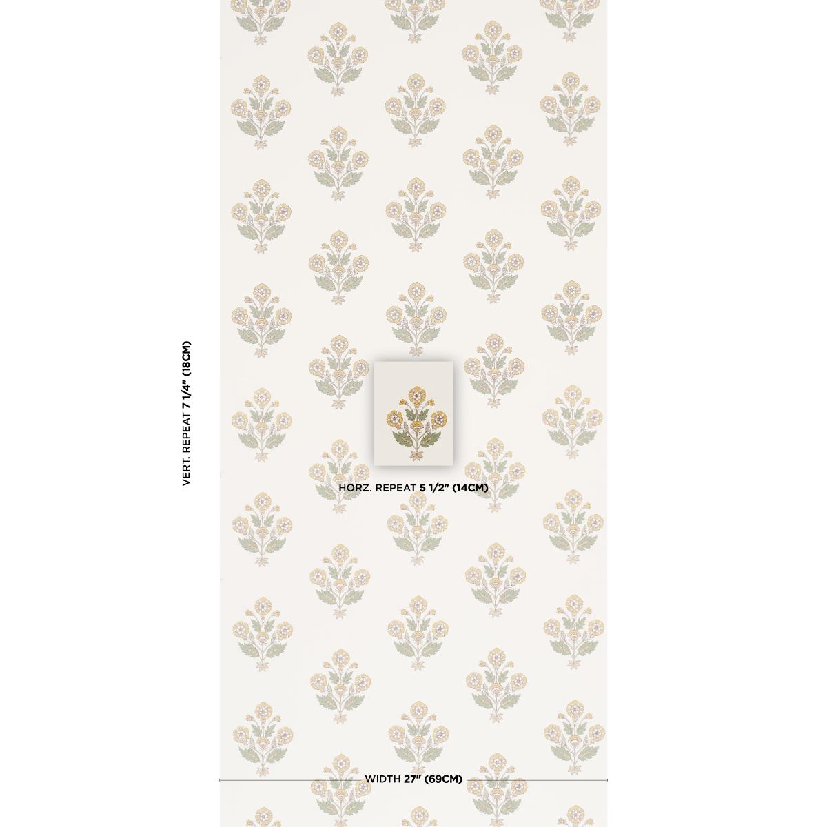 Schumacher Dalila Hand-Screen Print Yellow Wallpaper