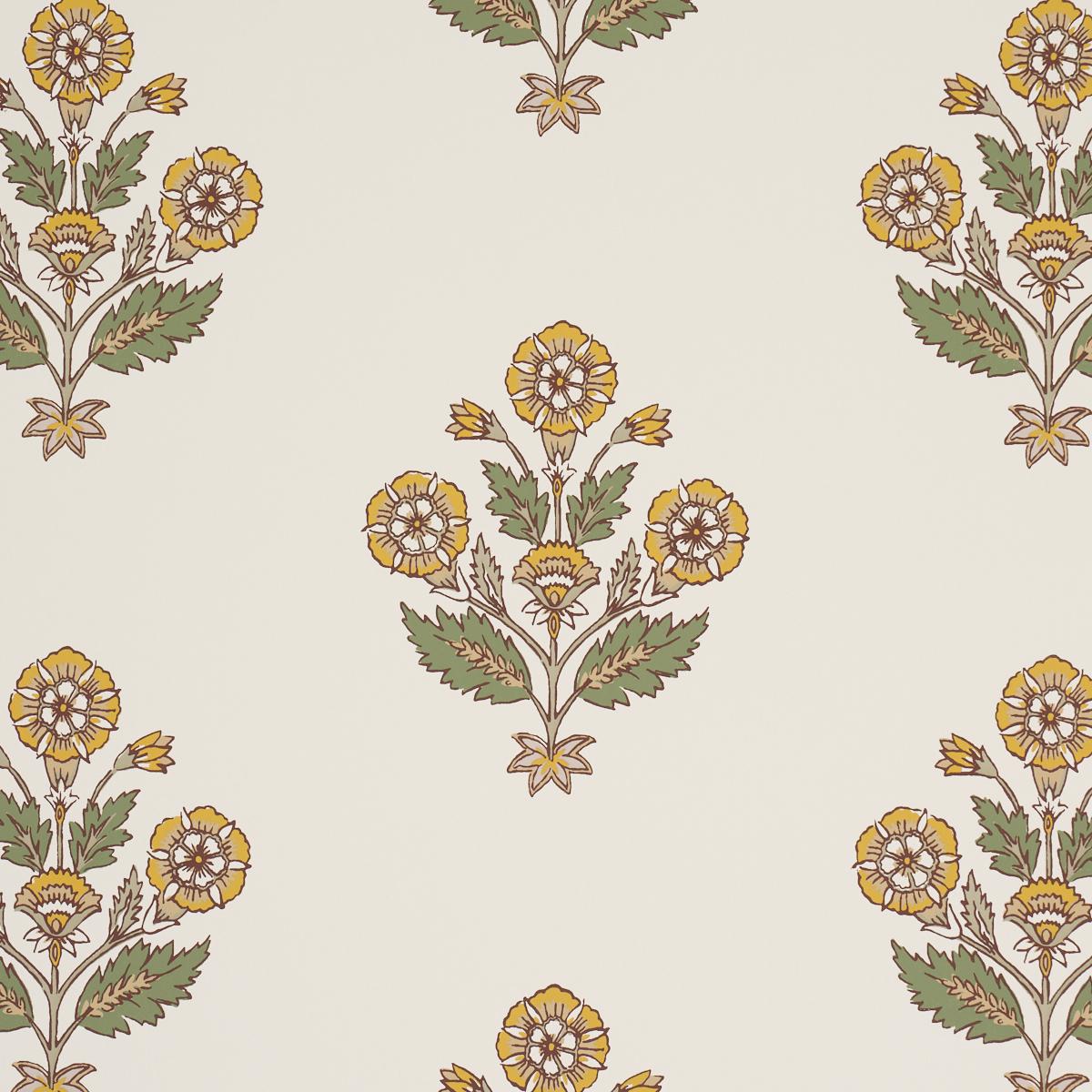Schumacher Dalila Hand-Screen Print Yellow Wallpaper